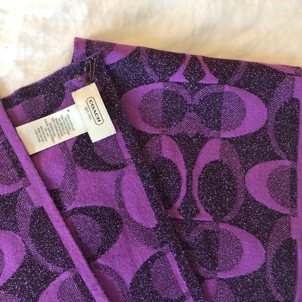 Purple Coach Scarf With Monogram 60x8 - Picture 2 of 3